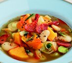 Squash, leek and butter bean stew